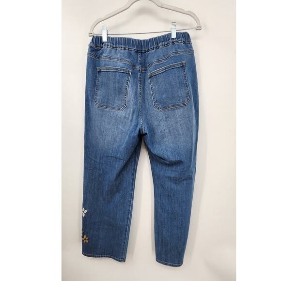 Driftwood Jeans Ruby Pull-On Relaxed Jean Size XL Embroidered Floral - Picture 9 of 16